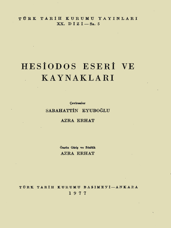 Hesiodos Eseri ve Kaynakları Kitap Kapağı