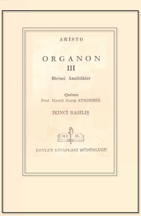 Organon 3: Birinci Analitikler Kitap Kapağı